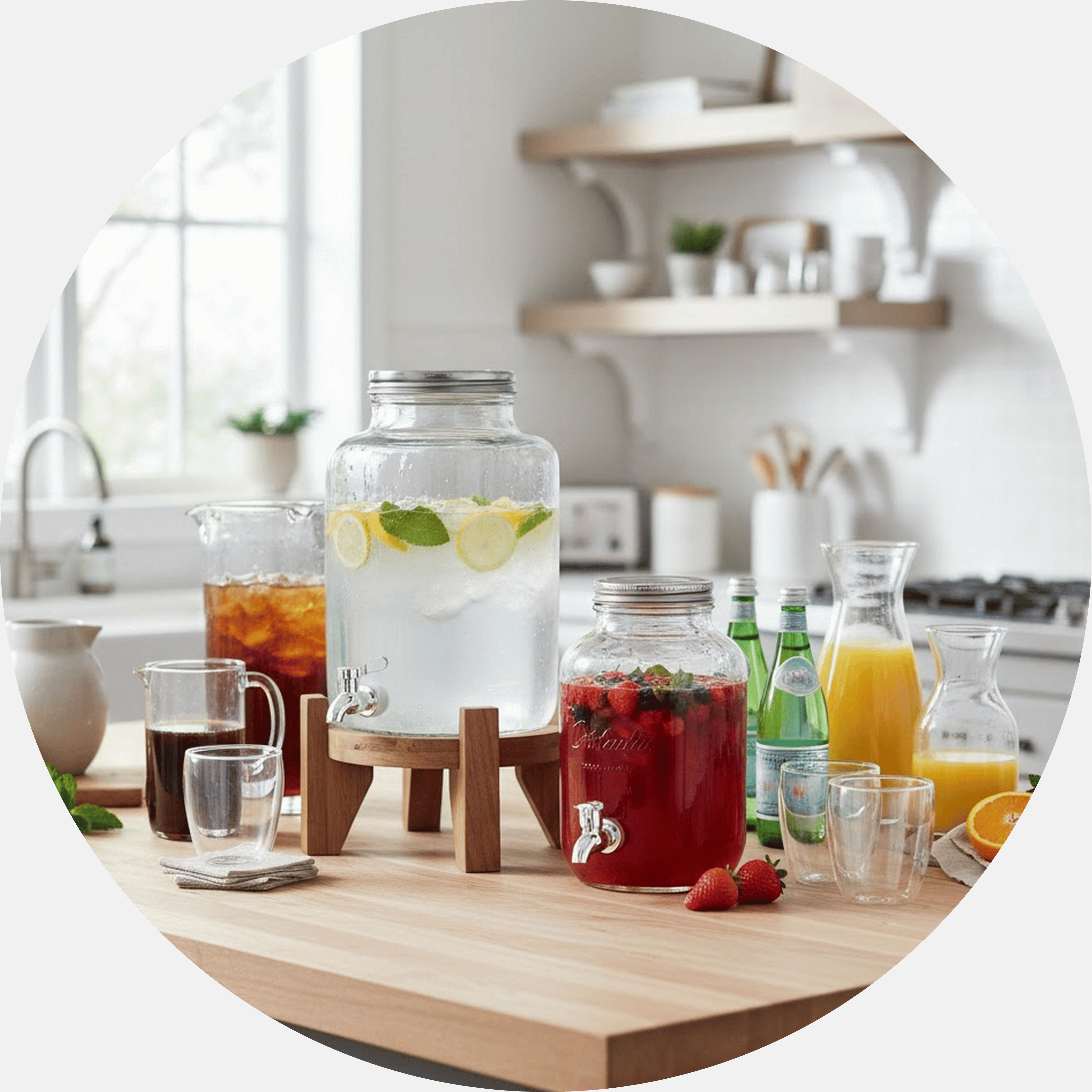 Elegant glassware and drinkware set – wine glasses, beer mugs, whiskey tumblers