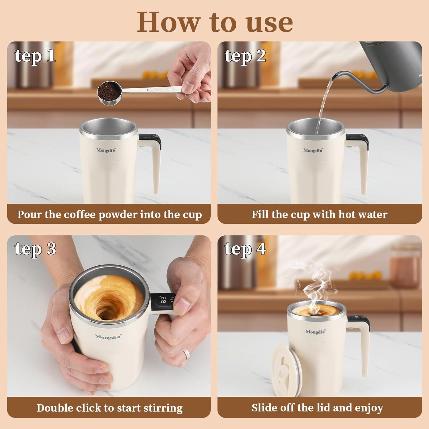 12oz Self-Stirring Mug – White