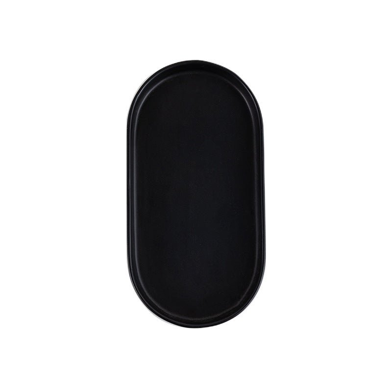 Matte black stone oval bathroom tray – TableFab