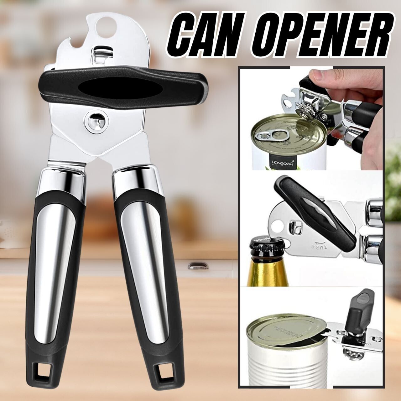 Can Opener With Cutting Wheel Blade Lid Cap Openers - TableFab