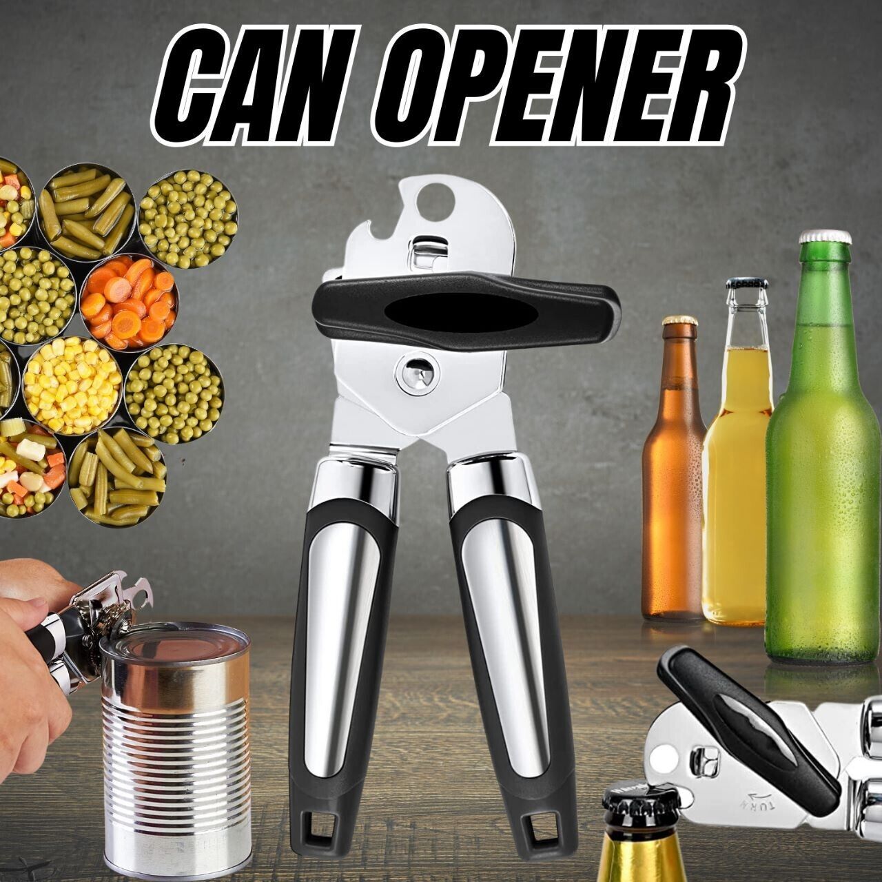 Can Opener With Cutting Wheel Blade Lid Cap Openers - TableFab