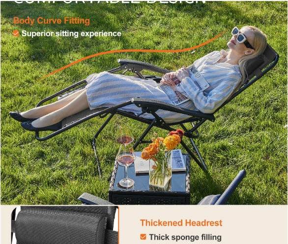 2-Pack Outdoor Folding Recliner Chairs with Cup Holders – Adjustable Mesh Patio Loungers