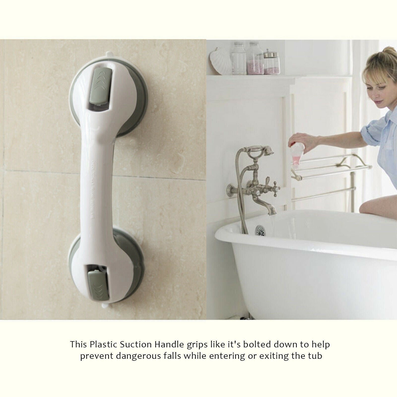 Suction Shower Grab Bar - 300 lbs Capacity Bathroom Safety Handle