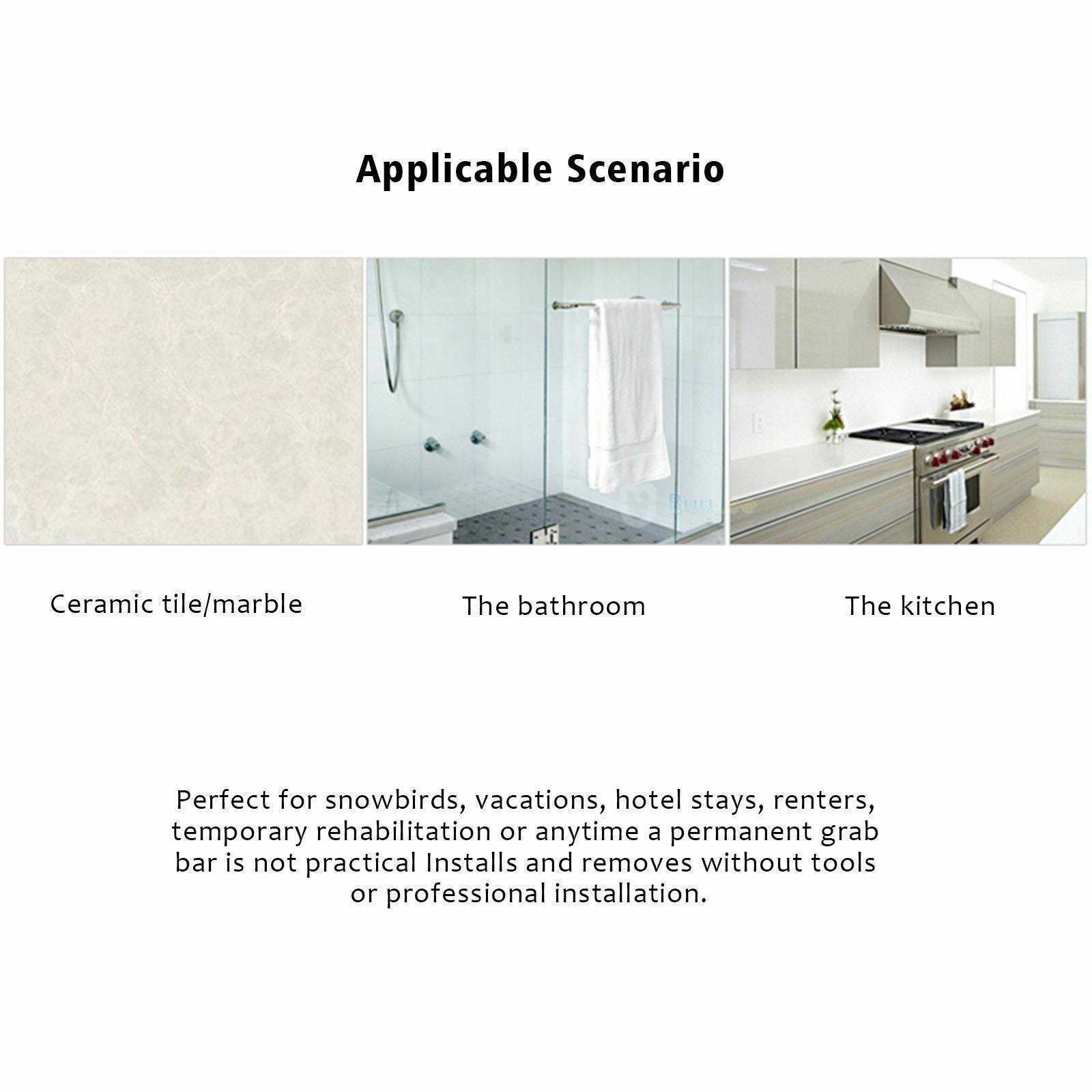 Suction Shower Grab Bar - 300 lbs Capacity Bathroom Safety Handle