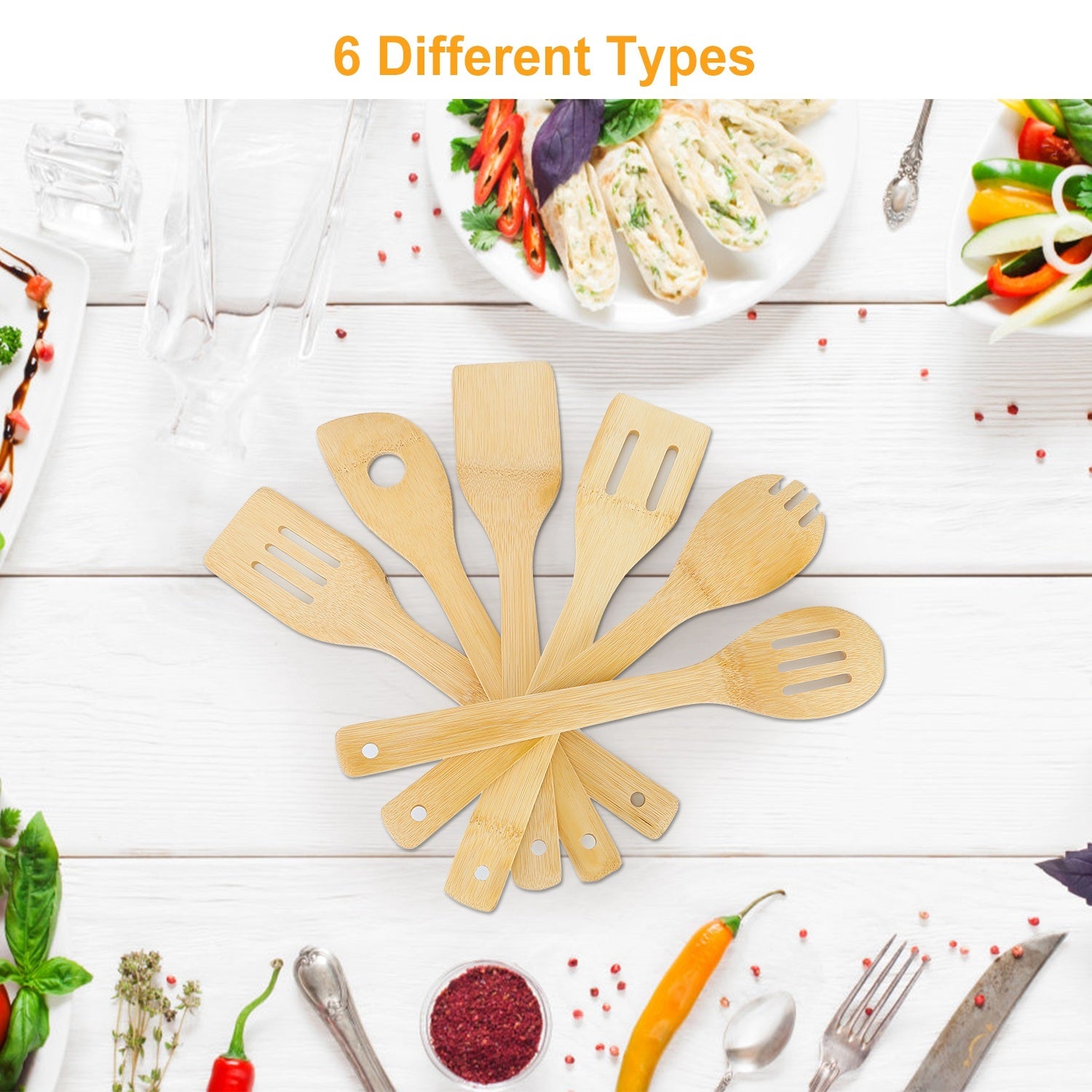 6pc Bamboo Cooking Utensil Set