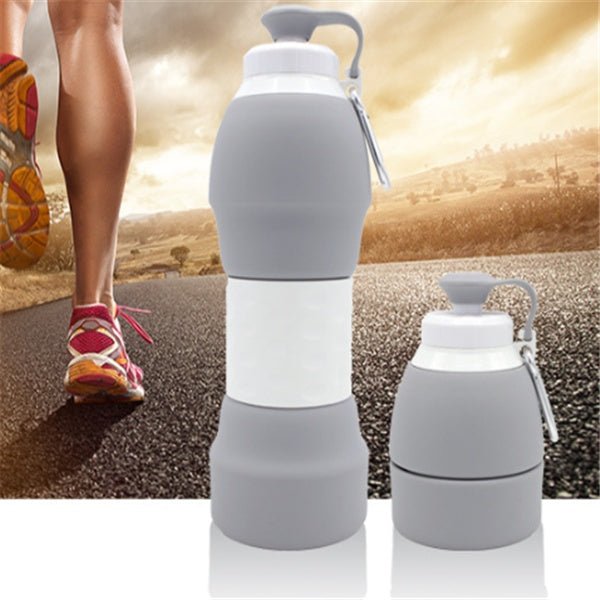 Ultra-portable silicone folding water bottle, collapsible for travel, durable and BPA-free.