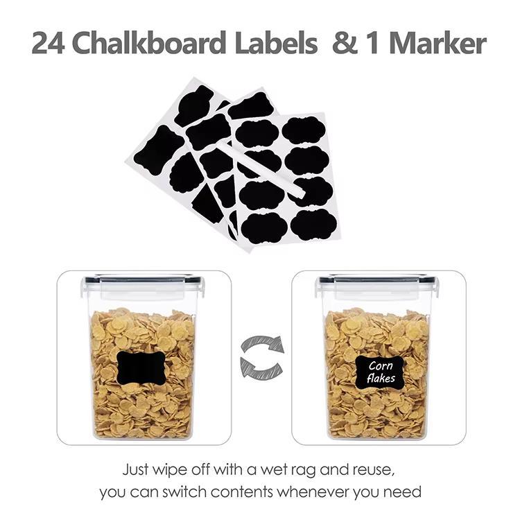 Chalkboard labels and marker set with two containers labeled 'Corn Flakes'.