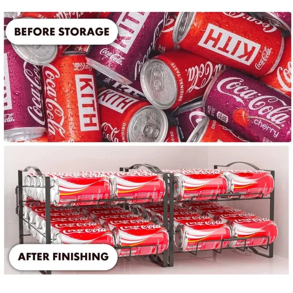 Comparison of Coca-Cola cans before and after storage in a rack.