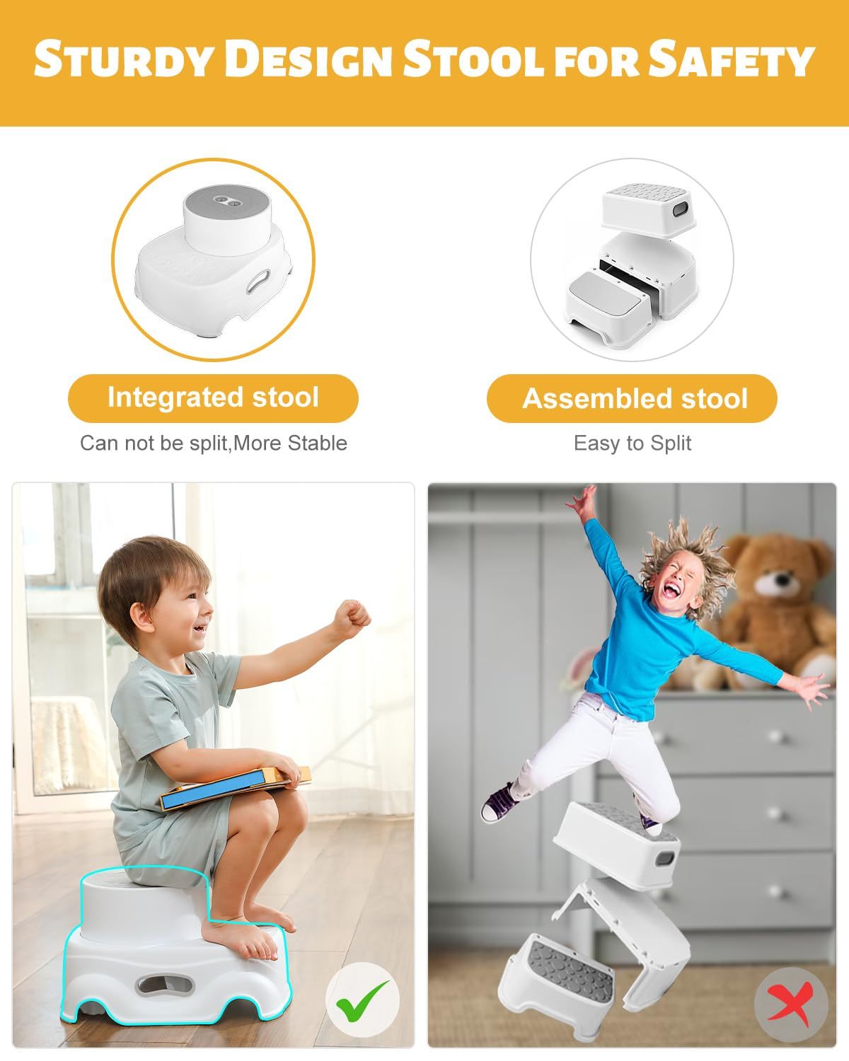 Padded 2-Step Step Stool, 2-Step Footstool