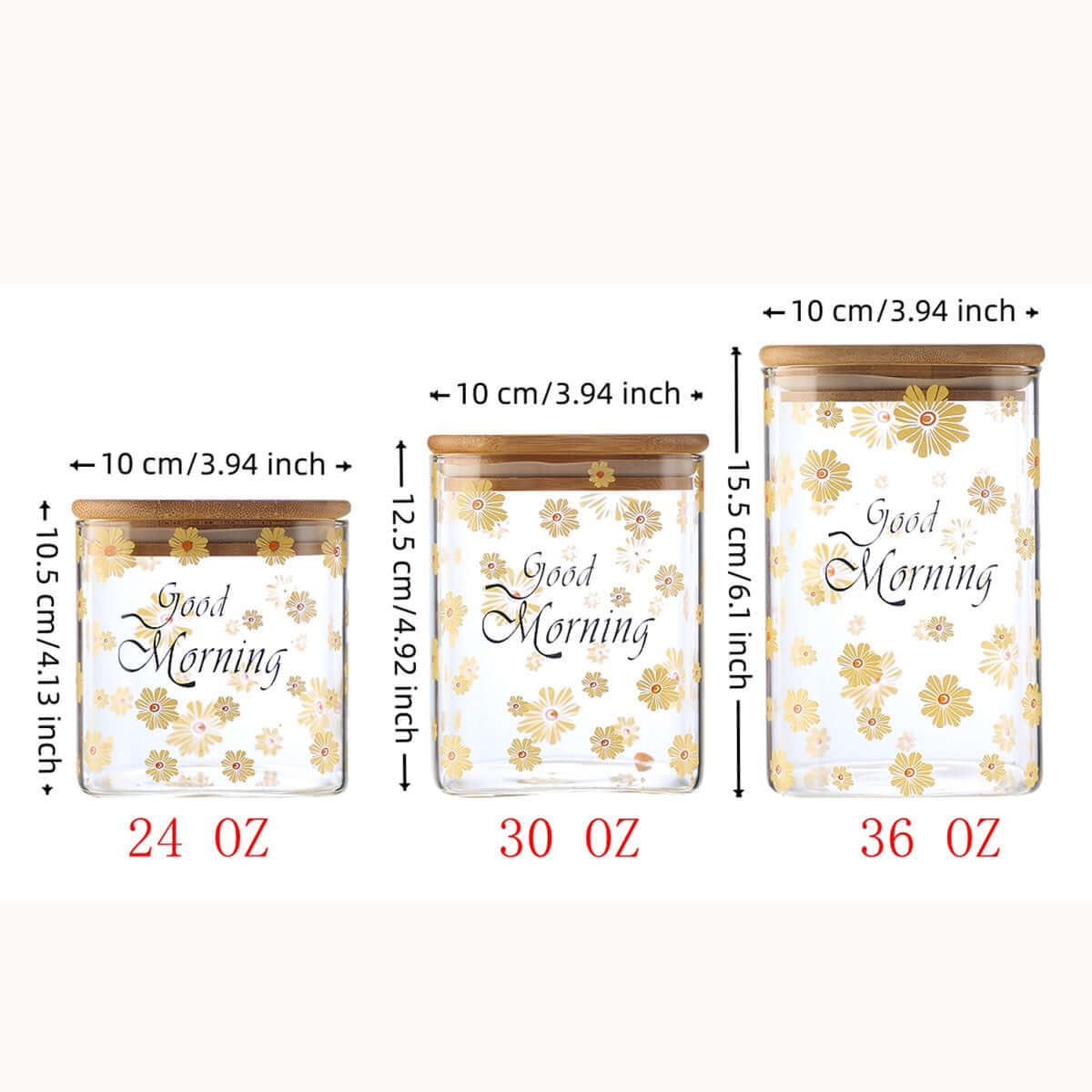 3 Pcs Glass jars with lids Storage Jars Coffee Jars Candy Jar - TableFab