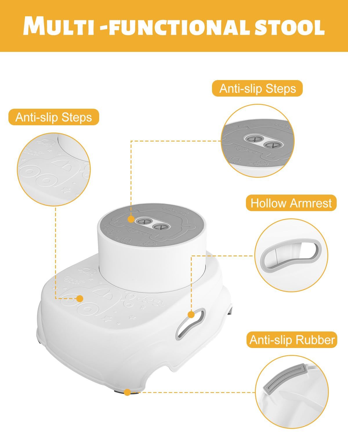 Padded 2-Step Step Stool, 2-Step Footstool