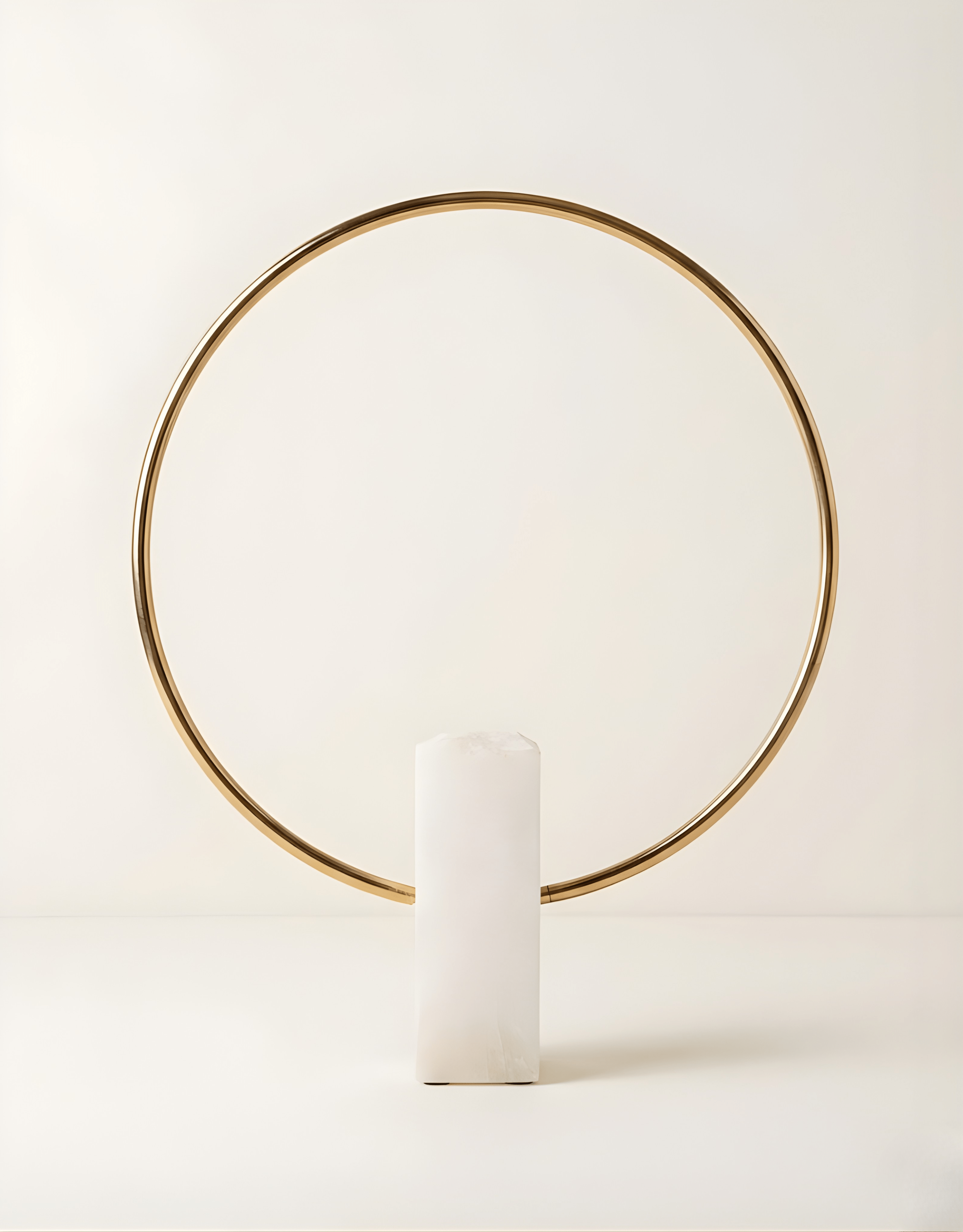 Contemporary Brass Ring Sculpture with Marble Base - Modern Art Decor