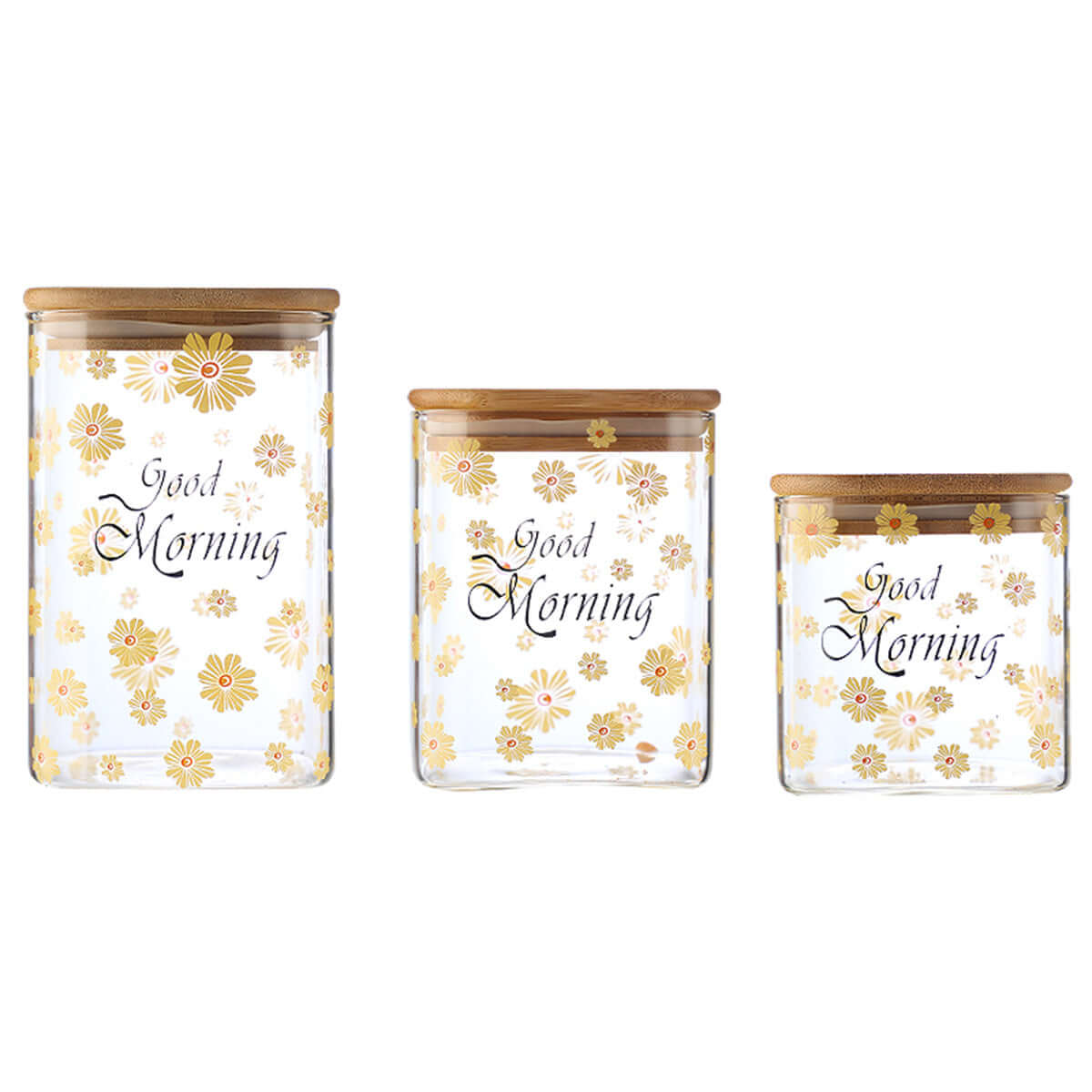 3 Pcs Glass jars with lids Storage Jars Coffee Jars Candy Jar - TableFab