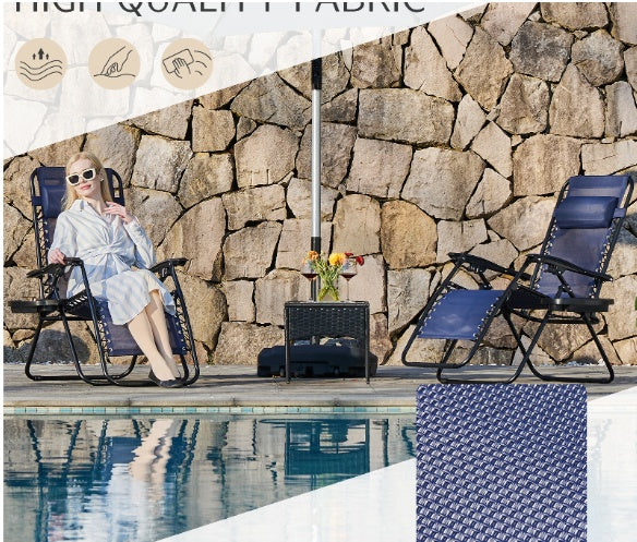 2-Pack Outdoor Folding Recliner Chairs with Cup Holders – Adjustable Mesh Patio Loungers