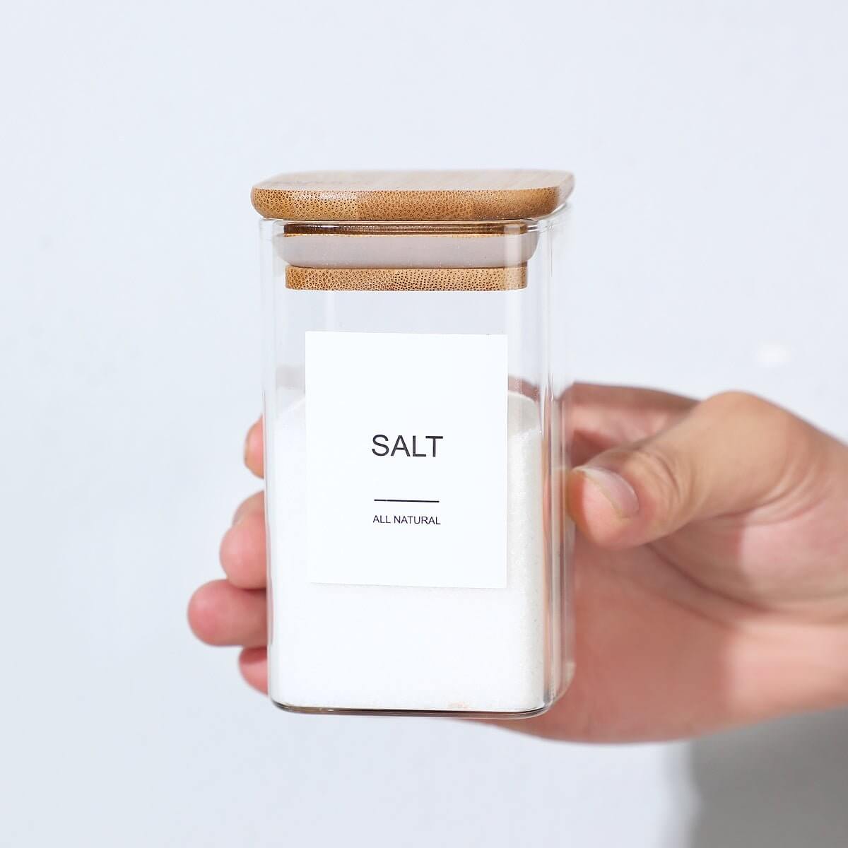 12 Pcs Square Spice Jars With Stickers, - TableFab