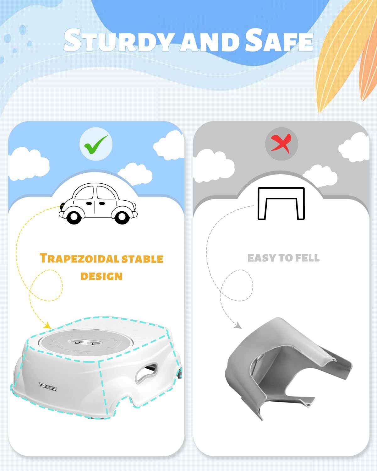 Padded 2-Step Step Stool, 2-Step Footstool