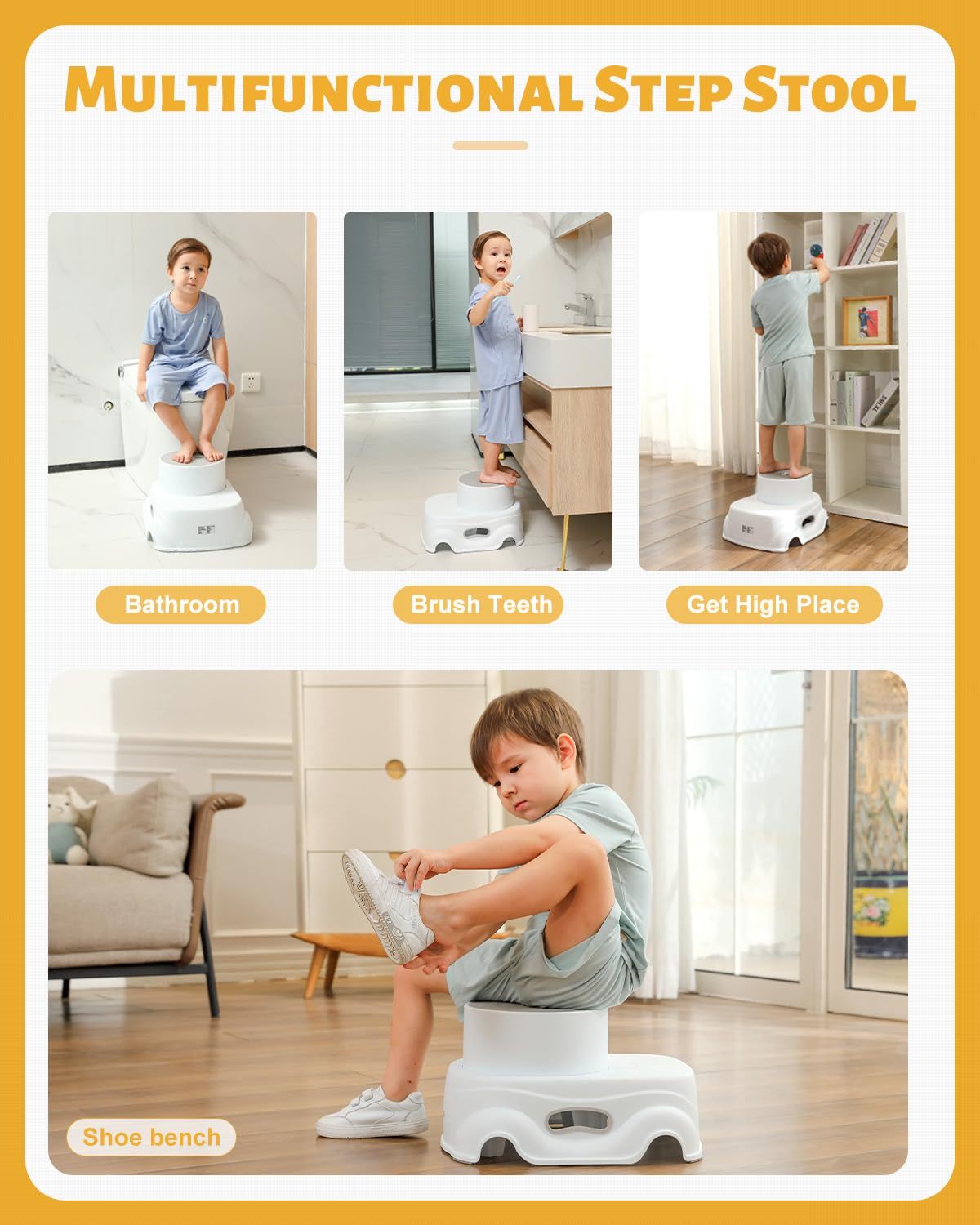 Padded 2-Step Step Stool, 2-Step Footstool