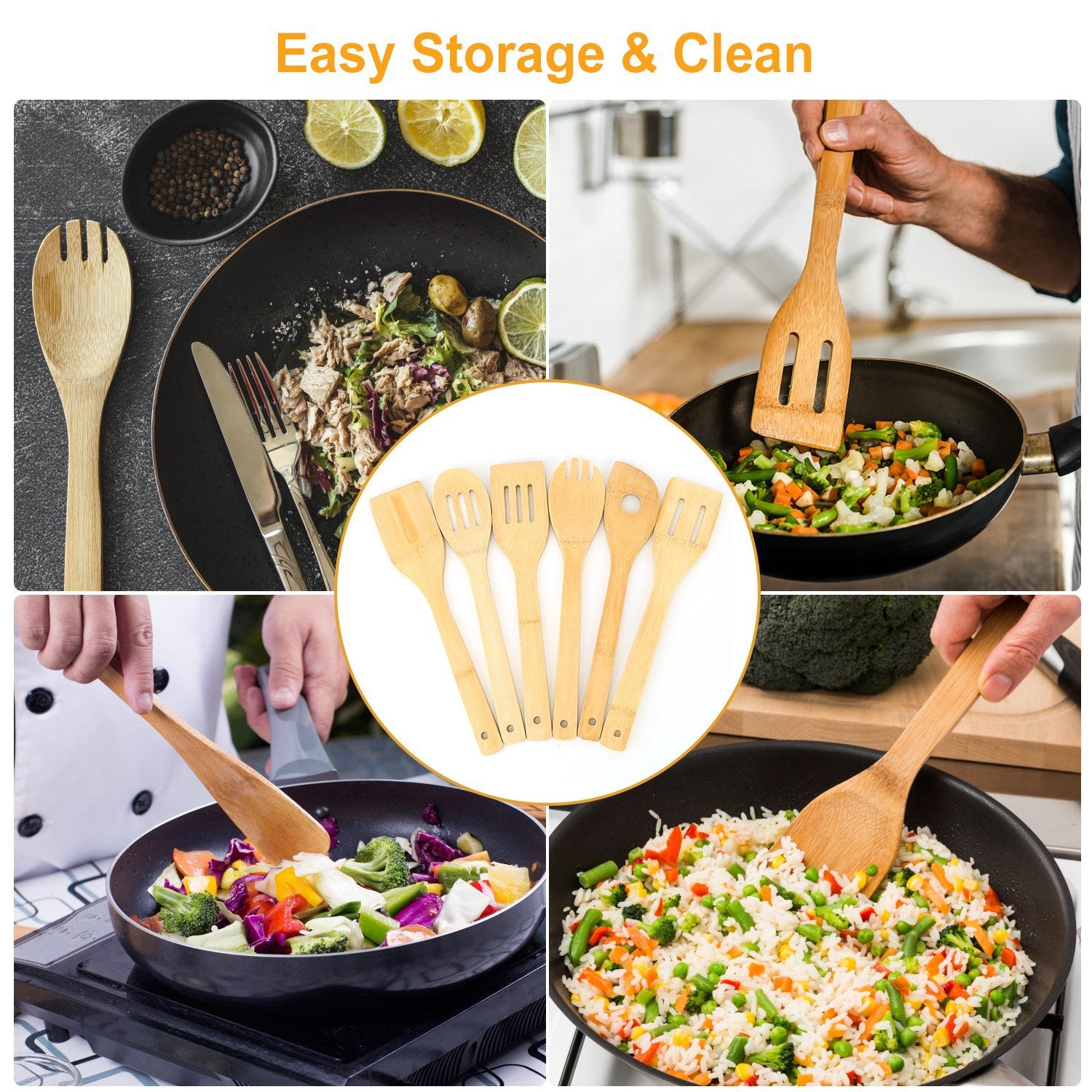 6pc Bamboo Cooking Utensil Set