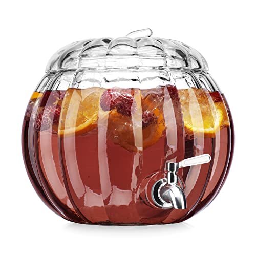 Clear Glass Pumpkin Ice Cold Jug Beverage Dispenser - TableFab