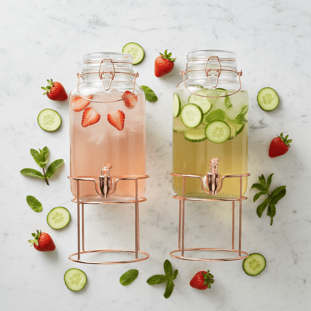 Glass Beverage Dispenser Set of 2