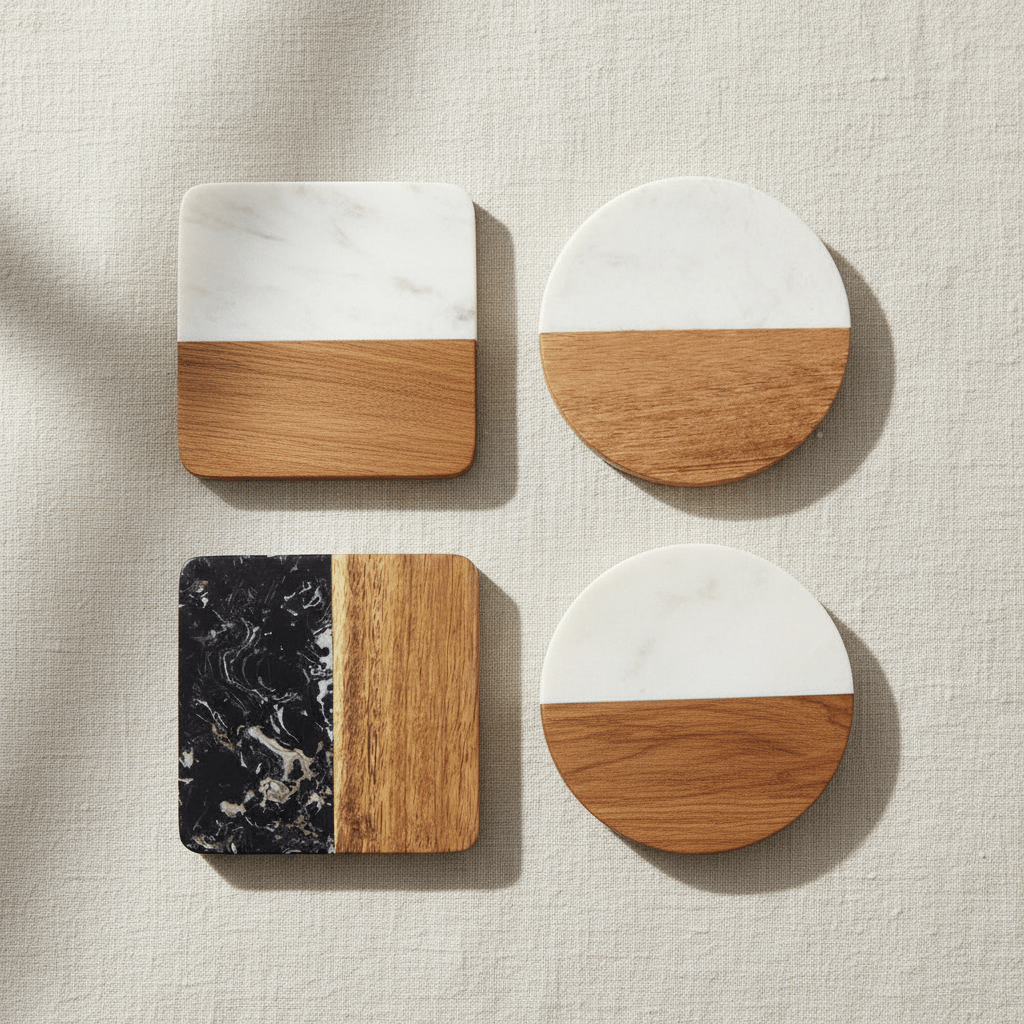 All 4 coasters flat lay