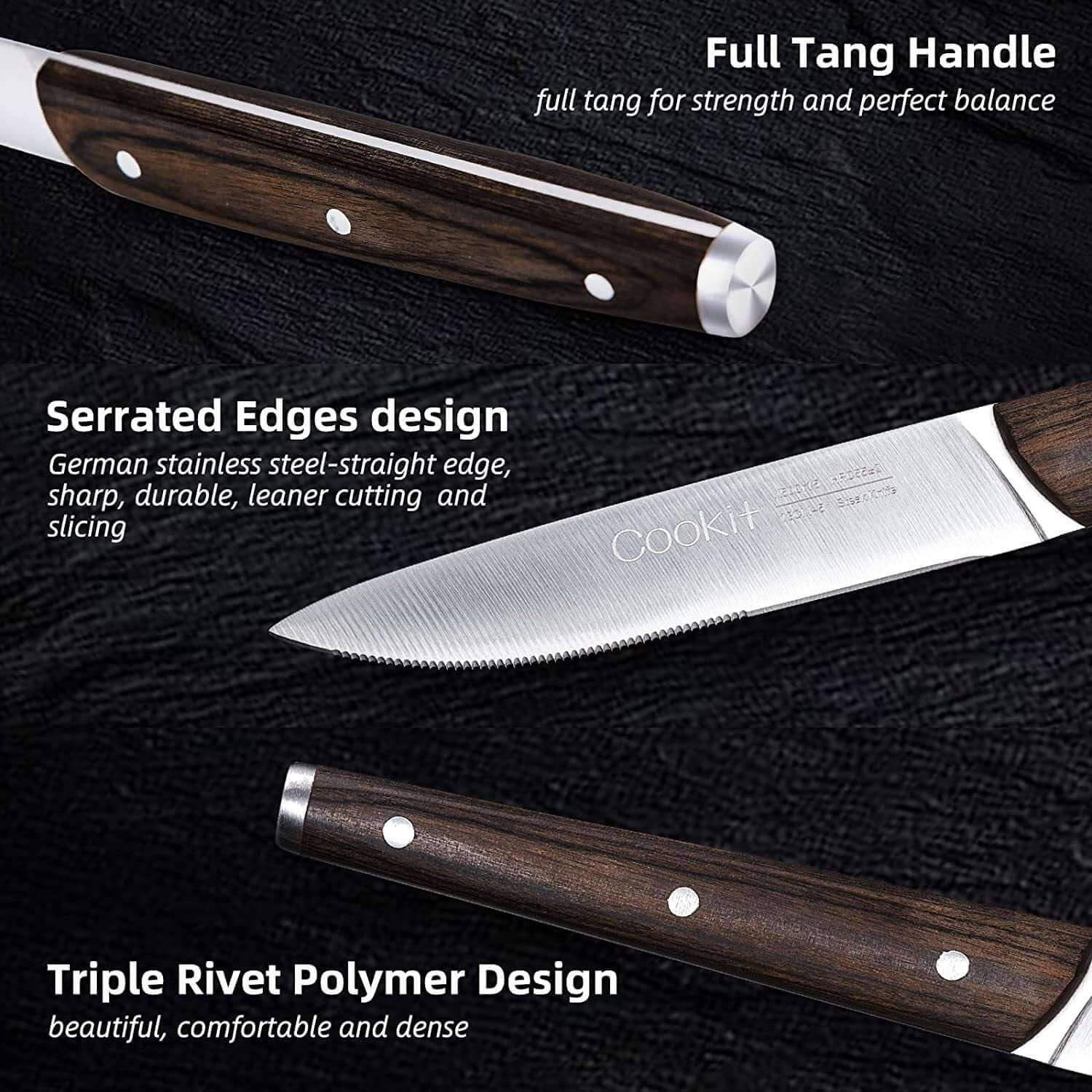 6Pcs Steak Knife Set Serrated Stainless Steel - TableFab