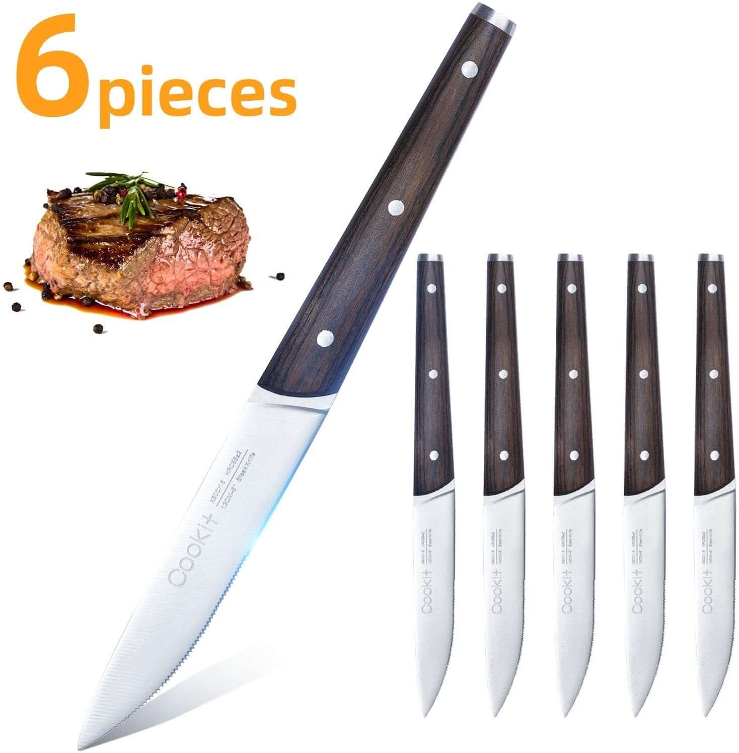 6Pcs Steak Knife Set Serrated Stainless Steel - TableFab