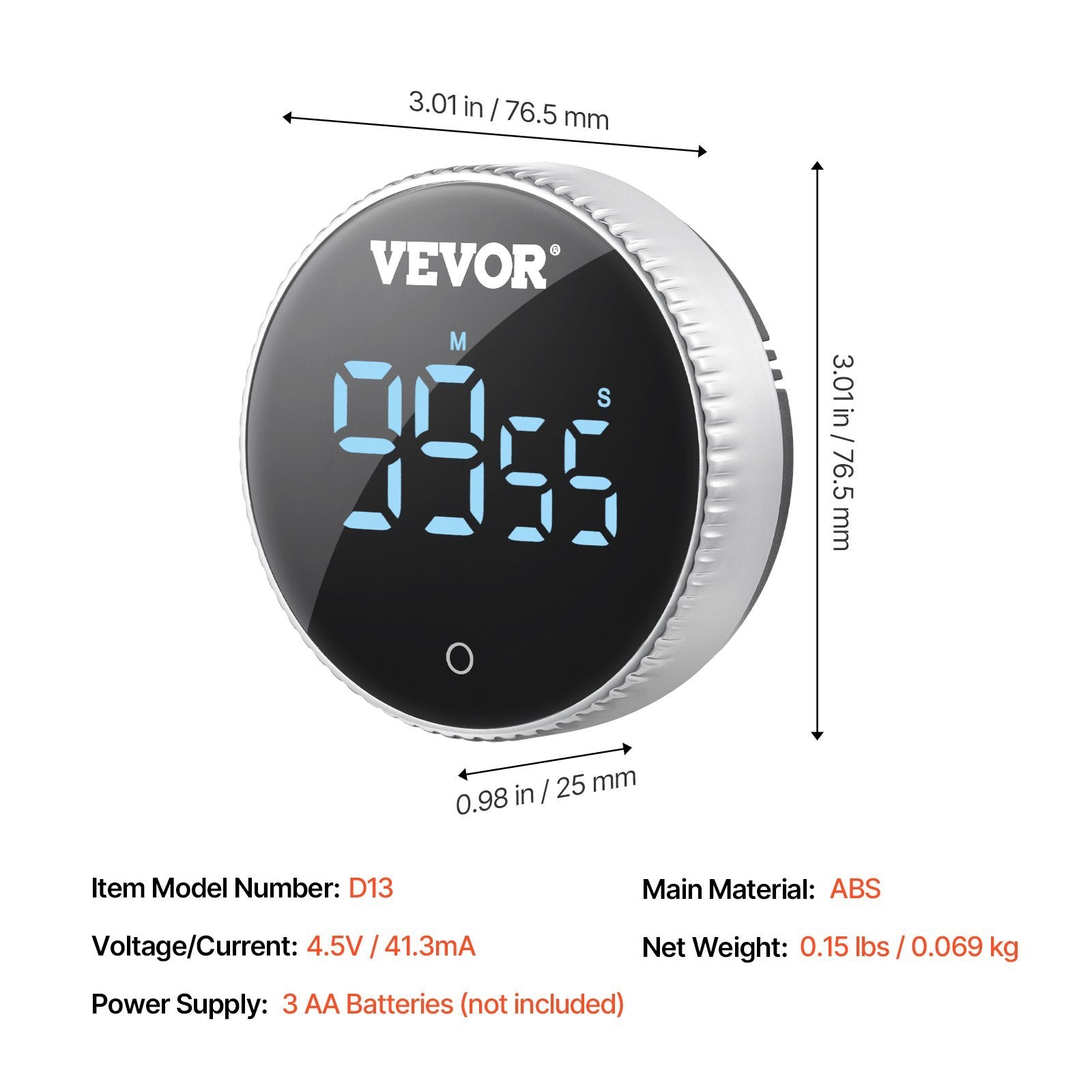 VEVOR Digital Kitchen Timer Magnetic Countdown