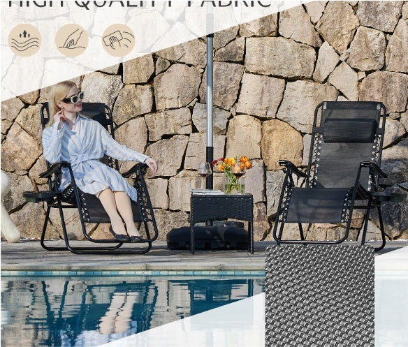 2-Pack Outdoor Folding Recliner Chairs with Cup Holders – Adjustable Mesh Patio Loungers