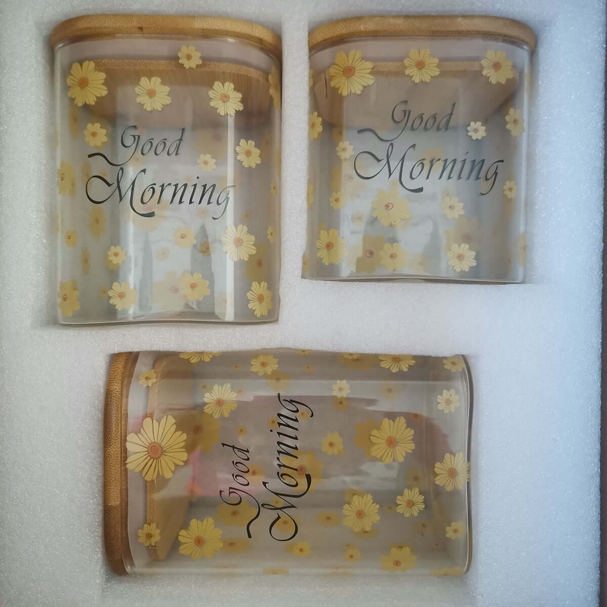 3 Pcs Glass jars with lids Storage Jars Coffee Jars Candy Jar - TableFab