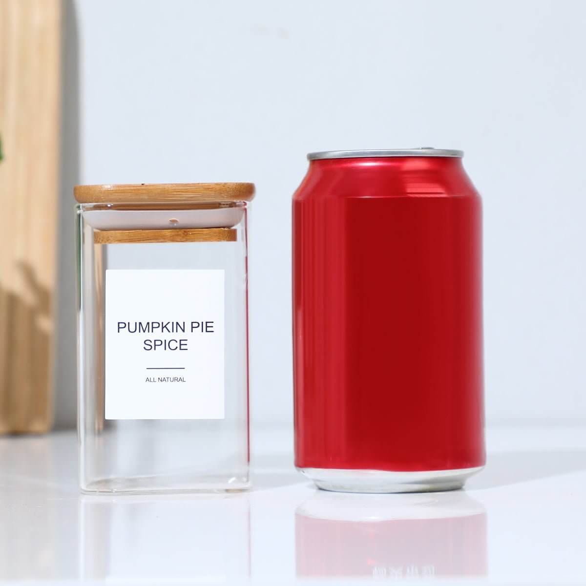 12 Pcs Square Spice Jars With Stickers, - TableFab