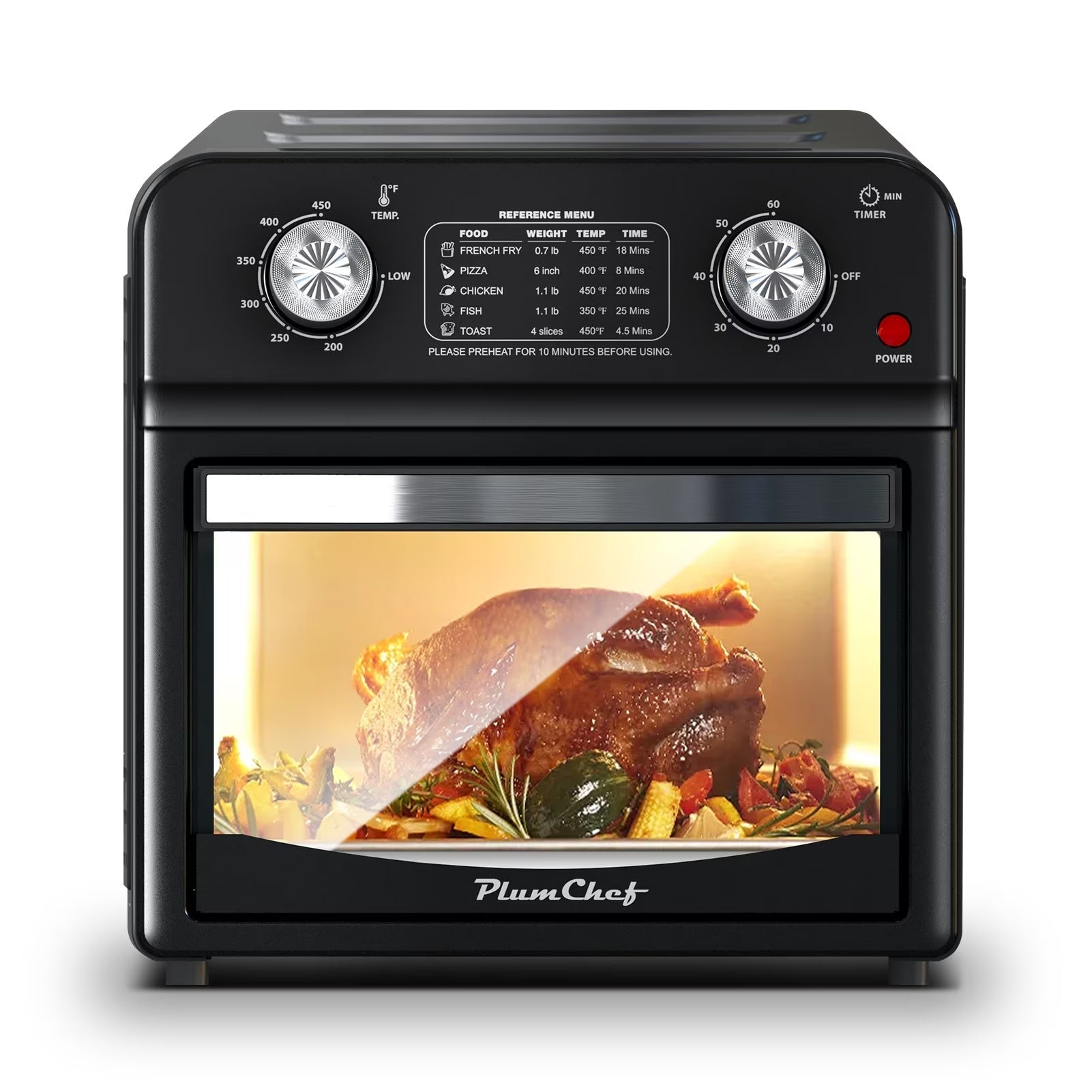 12-Liter Healthy Oil-free Cooking Oven with Intuitive Controls and Preset Modes for Versatile Meals.