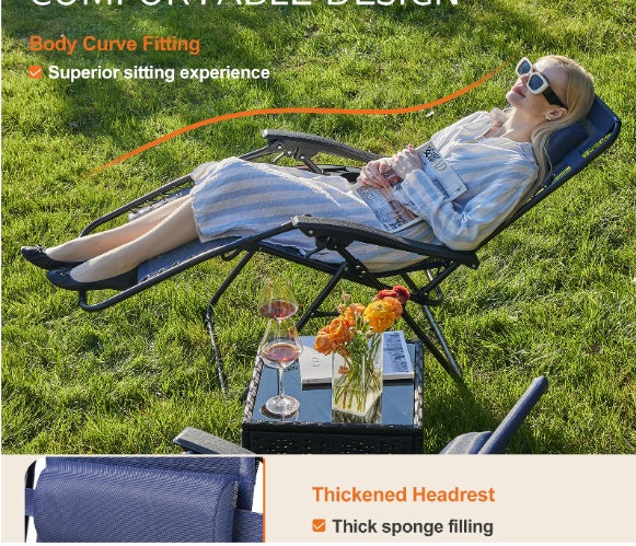 2-Pack Outdoor Folding Recliner Chairs with Cup Holders – Adjustable Mesh Patio Loungers