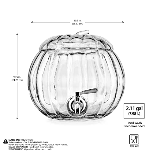 Clear Glass Pumpkin Ice Cold Jug Beverage Dispenser - TableFab
