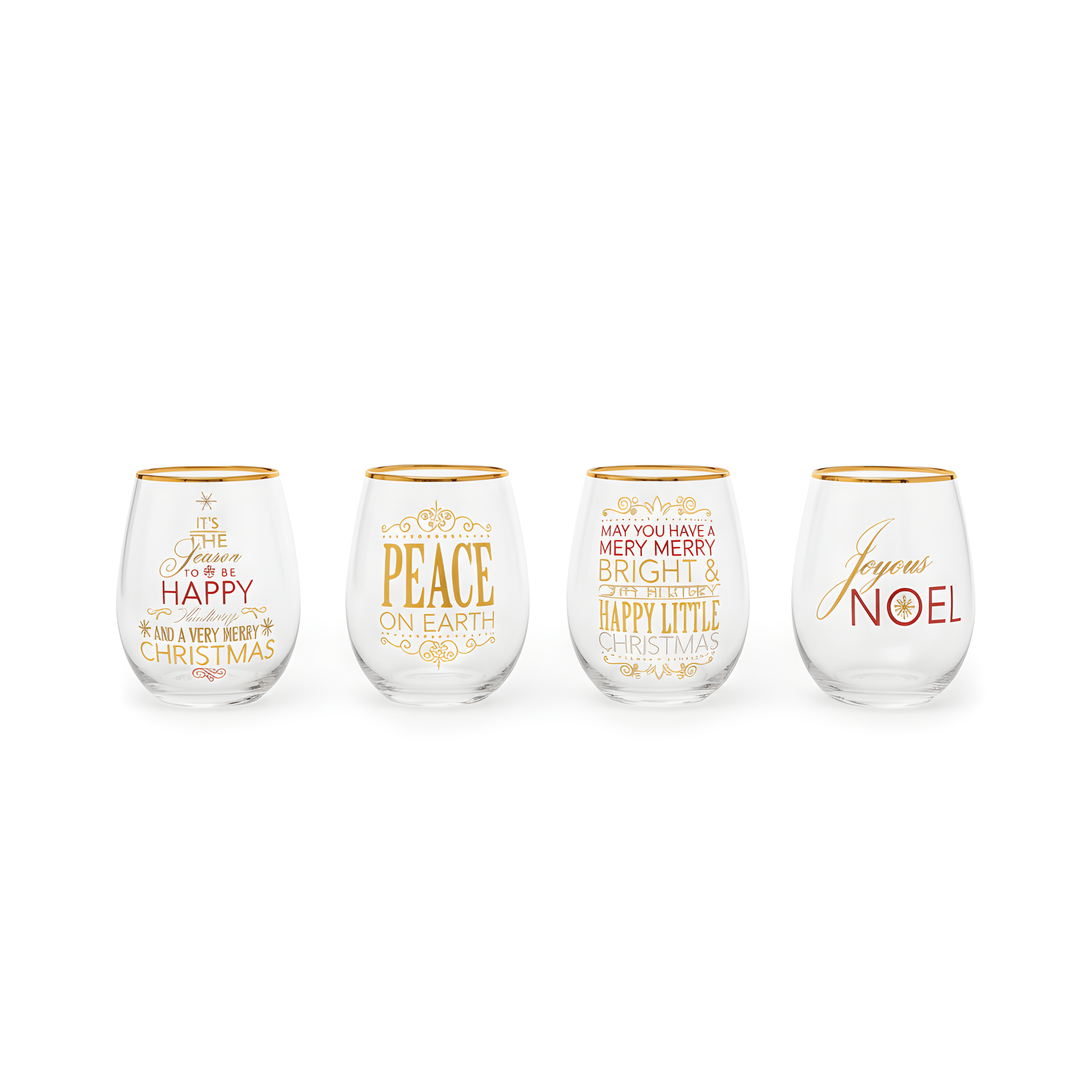 Christmas Stemless Wine Glasses (Set of 4)