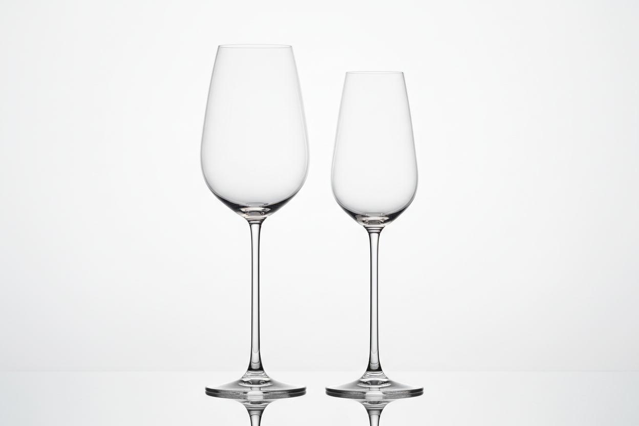 wine glasses on a white background