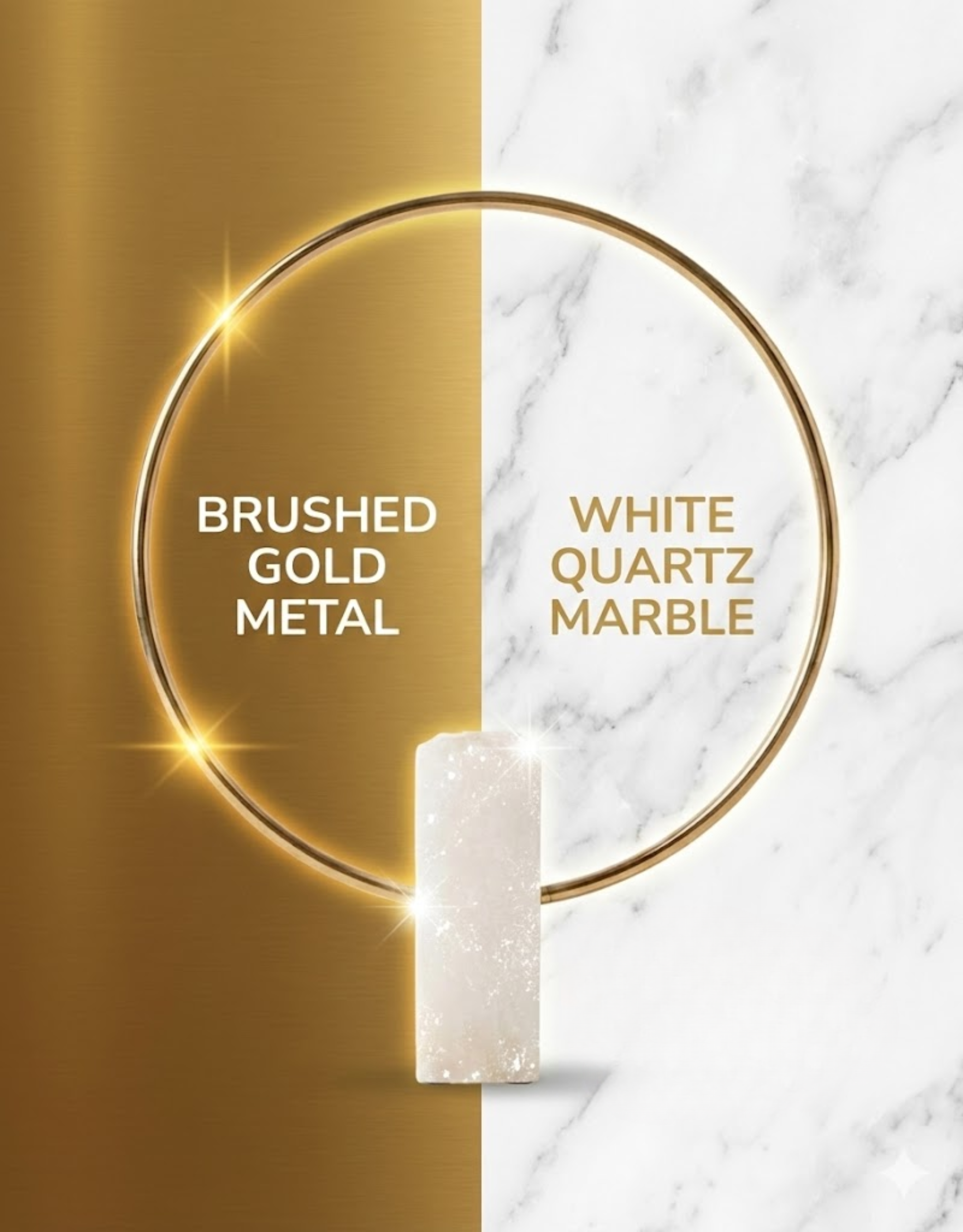 Contemporary Brass Ring Sculpture with Marble Base - Modern Art Decor