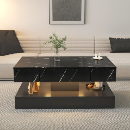 Modern LED Coffee Table with Storage Drawer