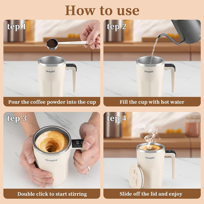 12oz Self-Stirring Mug – White