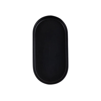 Matte black stone oval bathroom tray – TableFab
