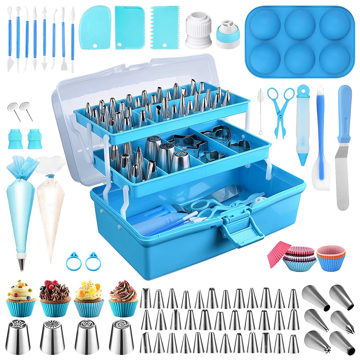 236-Piece Cake Decorating Kit for Beginners - Baking Supplies Set with Storage Box