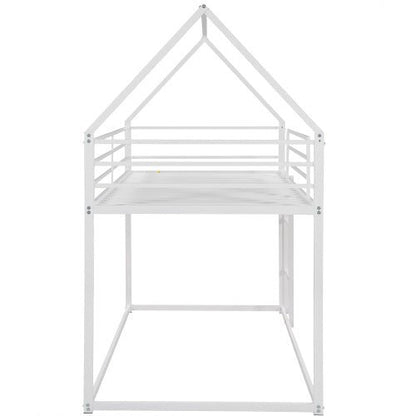 White children's house-shaped bed frame on a white background