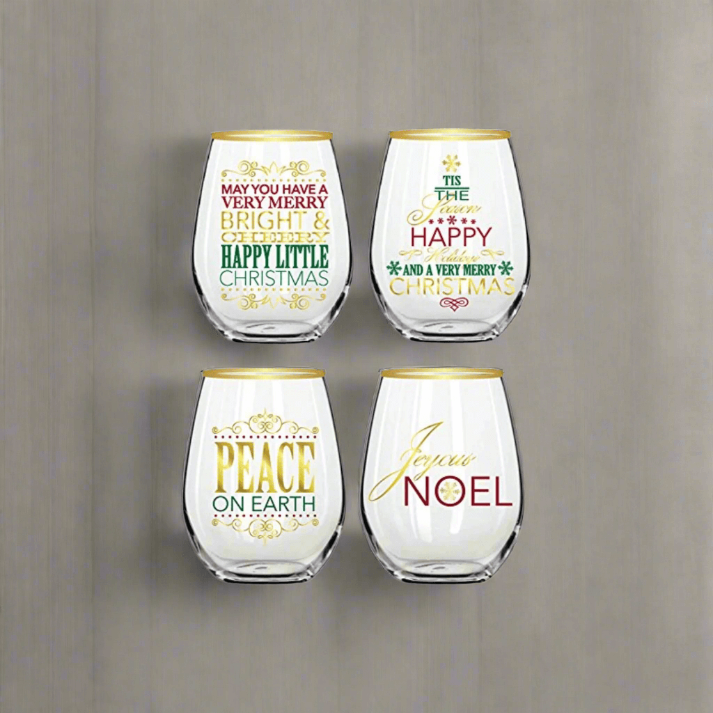 Christmas, Stemless Wine Glasses - TableFab