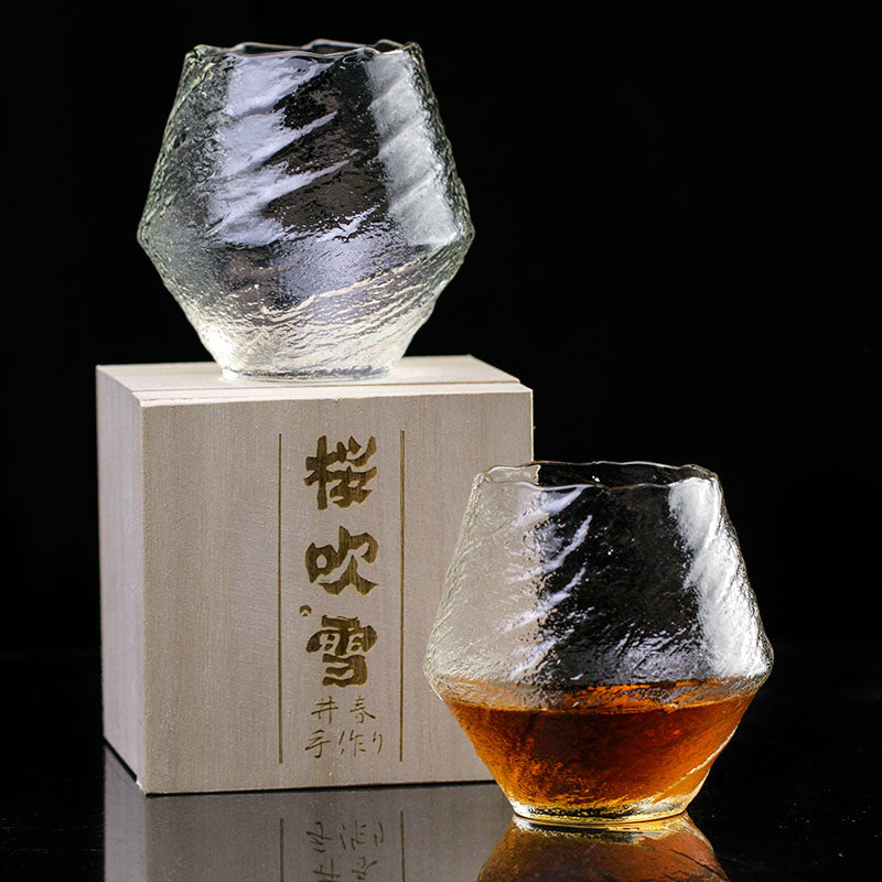 Crystal glass spirits and whisky cup with a clear, sparkling finish, ideal for beverages.