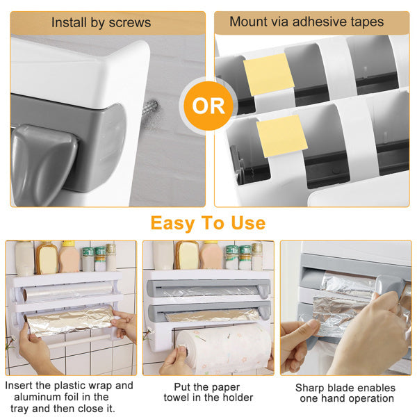 Magnetic Plastic Cling Film Dispenser With Cutter