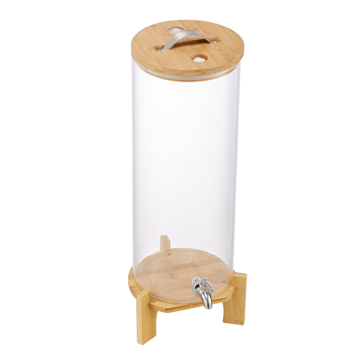 3.5-Gallon Glass Beverage Dispenser with Wood Stand
