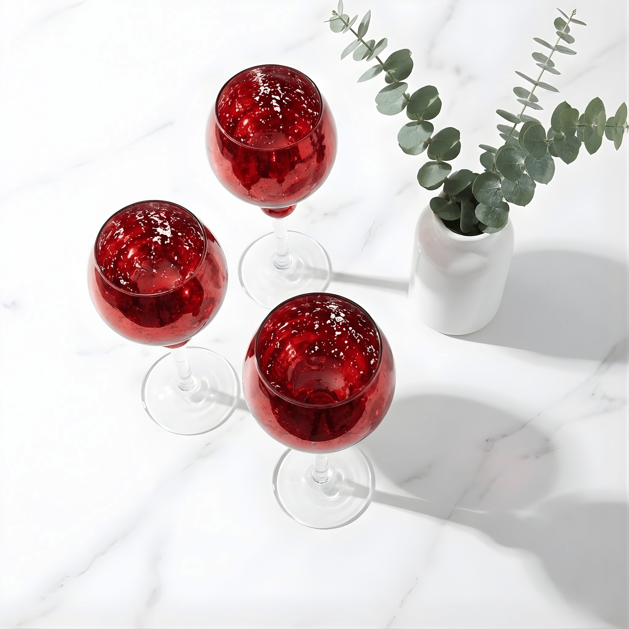 Red Mercury Glass Candle Holder Set