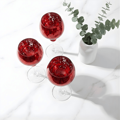 Red Mercury Glass Candle Holder Set