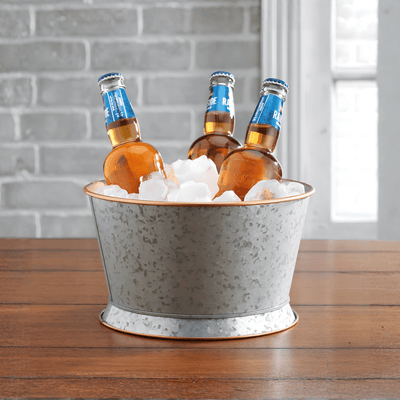 2-Gallon Glass Beverage Dispenser with Galvanized Base