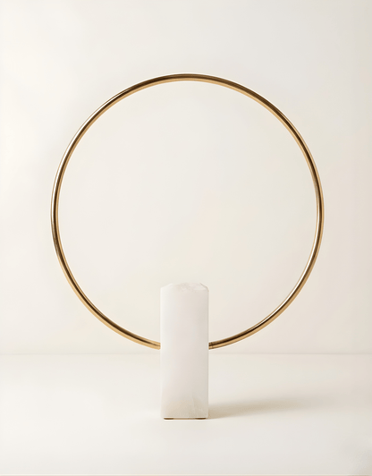 Contemporary Brass Ring Sculpture with Marble Base - Modern Art Decor